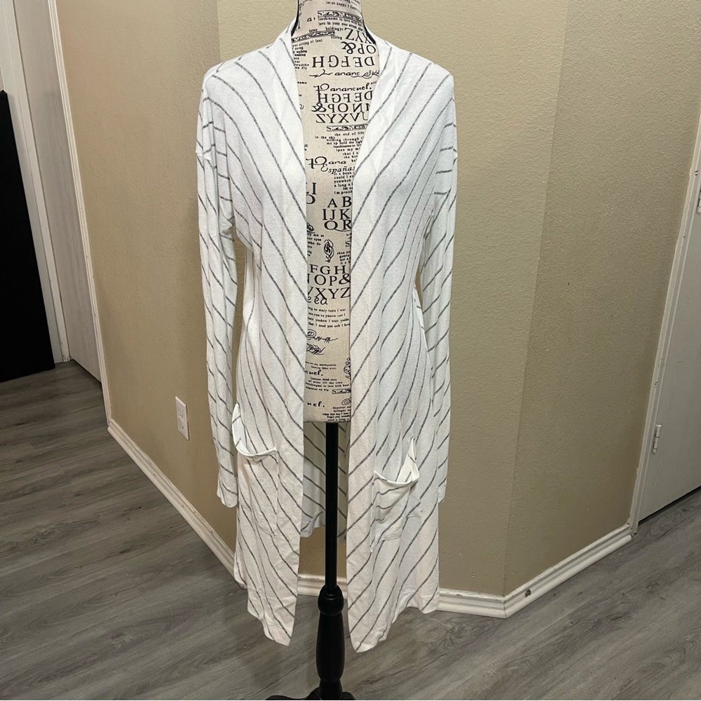 Striped‎ White Cardigan